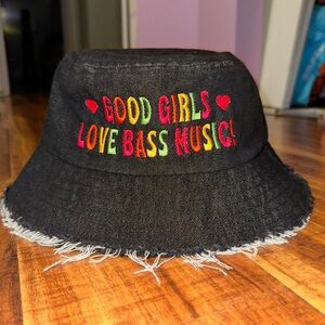 Black Women's Bucket Hat with Colorful Embroidery